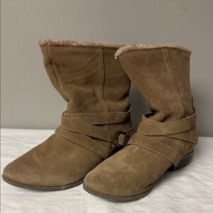 Sporto Cindy Leather Boots Size 7M Tan Buckle